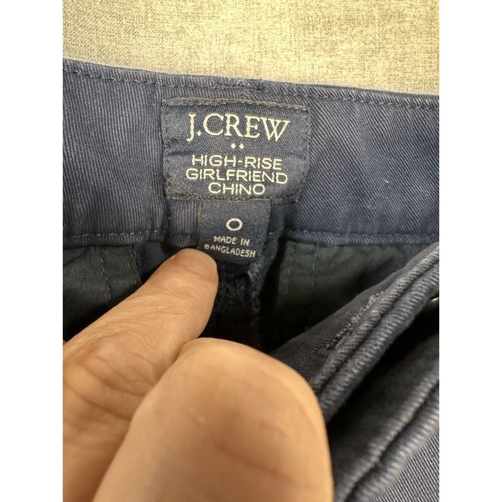 J Crew High Rise Girlfriend Chino Pants Navy Blue size 0 School Uniform Stretch - Picture 3 of 7